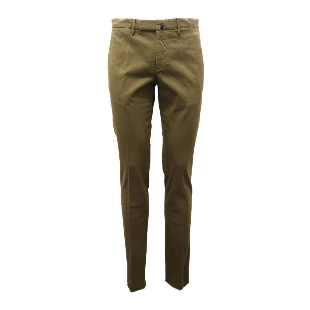 Incotex Men's Green Comfortable Cotton Blend Trousers