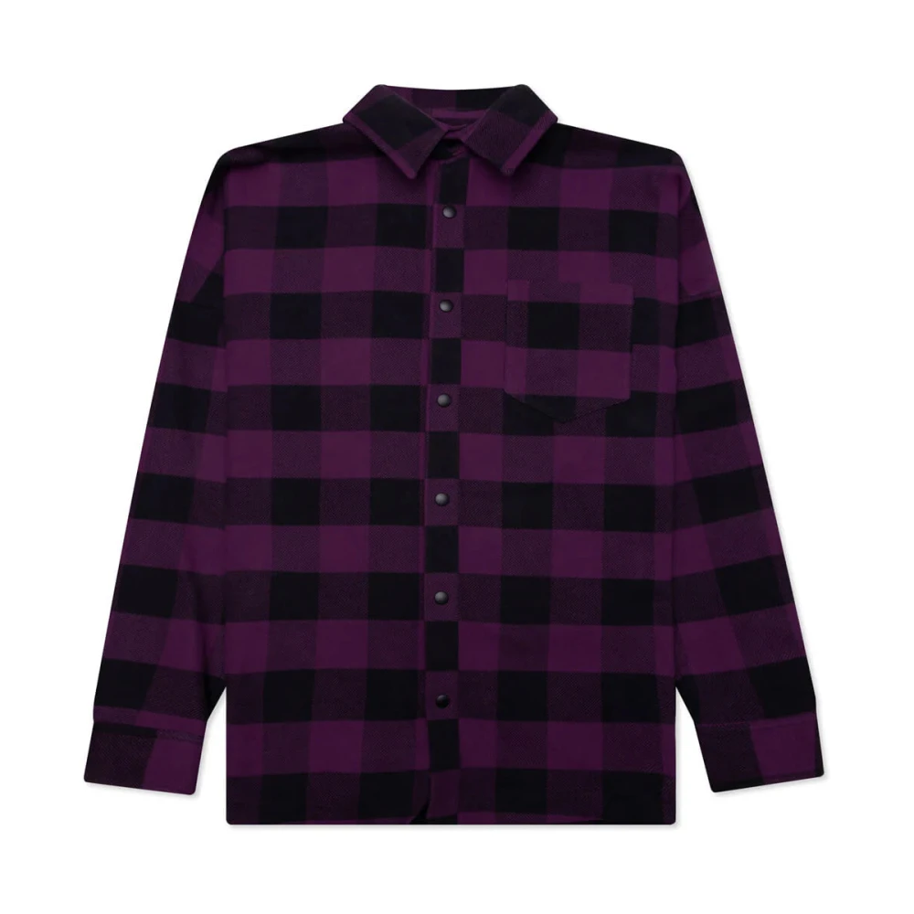 Palm Angels Geruit Patroon Logo Overshirt 'Violet' Purple Heren