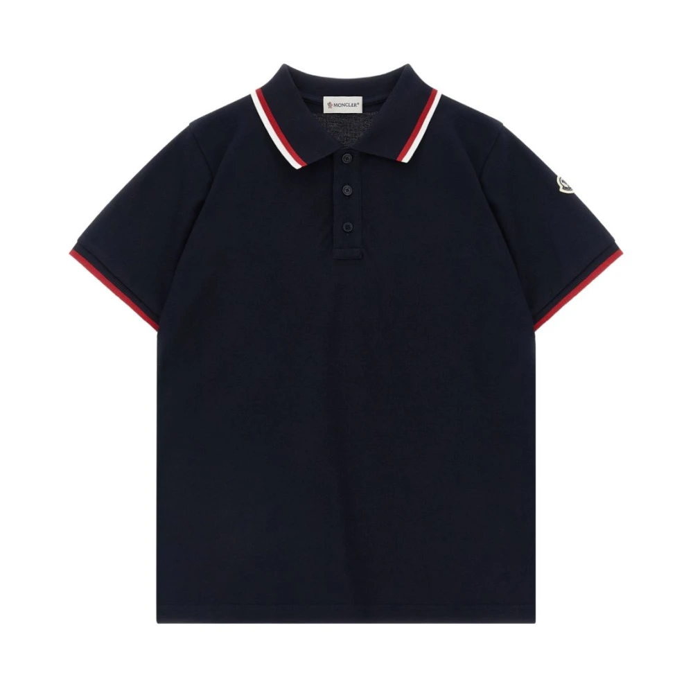 Moncler Kids' Tipped Short Sleeve Polo Shirt - Navy 778 - Size 8Y - Image 5