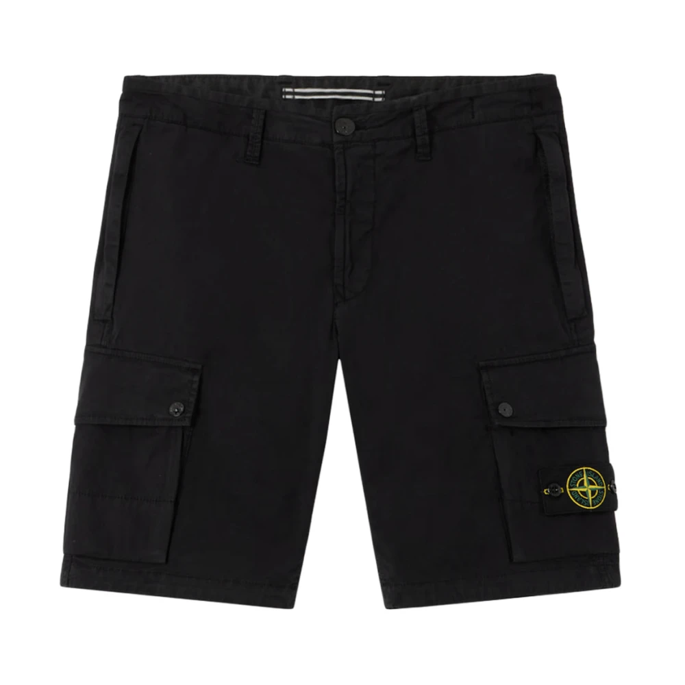 Stone Island Black Casual Shorts, Male, W31, Slim-Fit Cargo Bermuda Shorts
