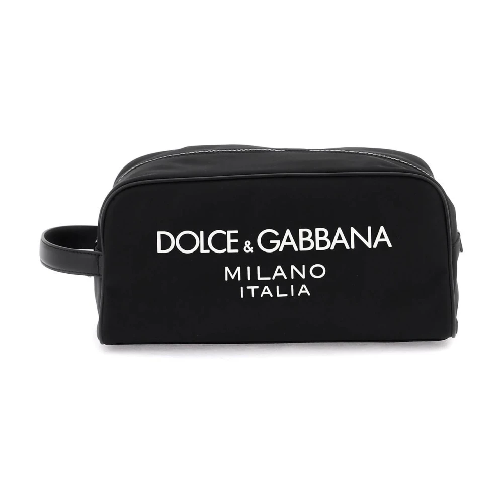 Dolce & Gabbana Rubberen Logo Beauty Case Black Heren