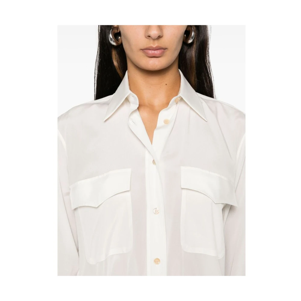 Mazzarelli Witte Zijde Blend Georgette Crepe Overhemd White Dames