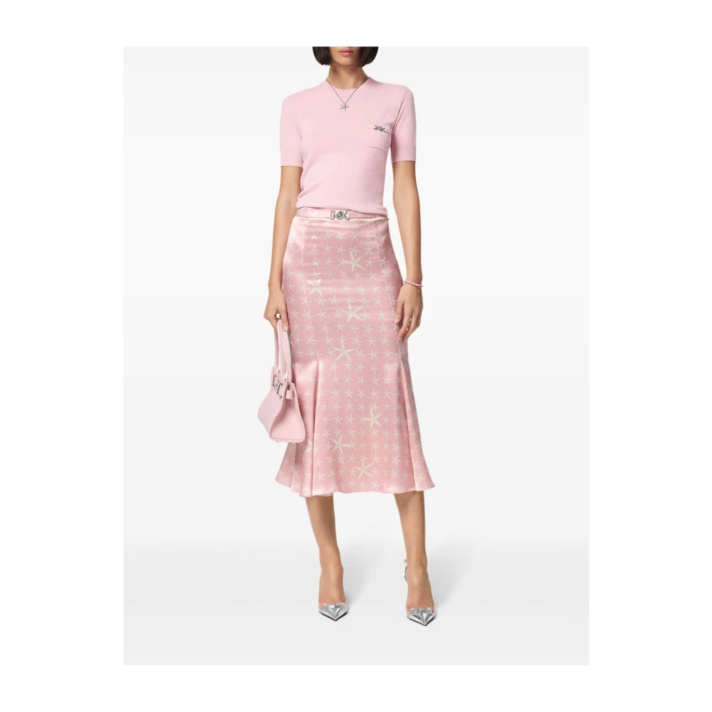 Versace Rosa Gebreide Trui Korte Mouw Pink Dames