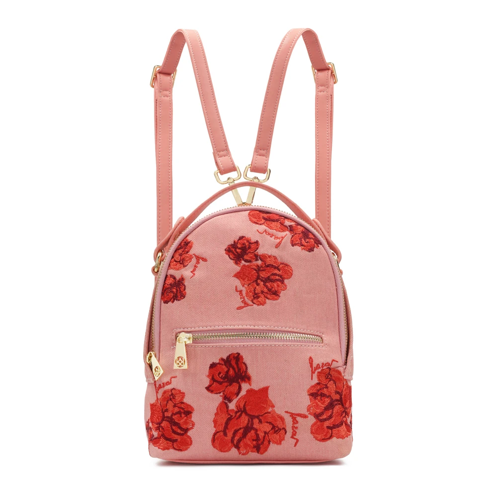 Kazar Roze bloemenstof 2-in-1 rugzak Multicolor Dames