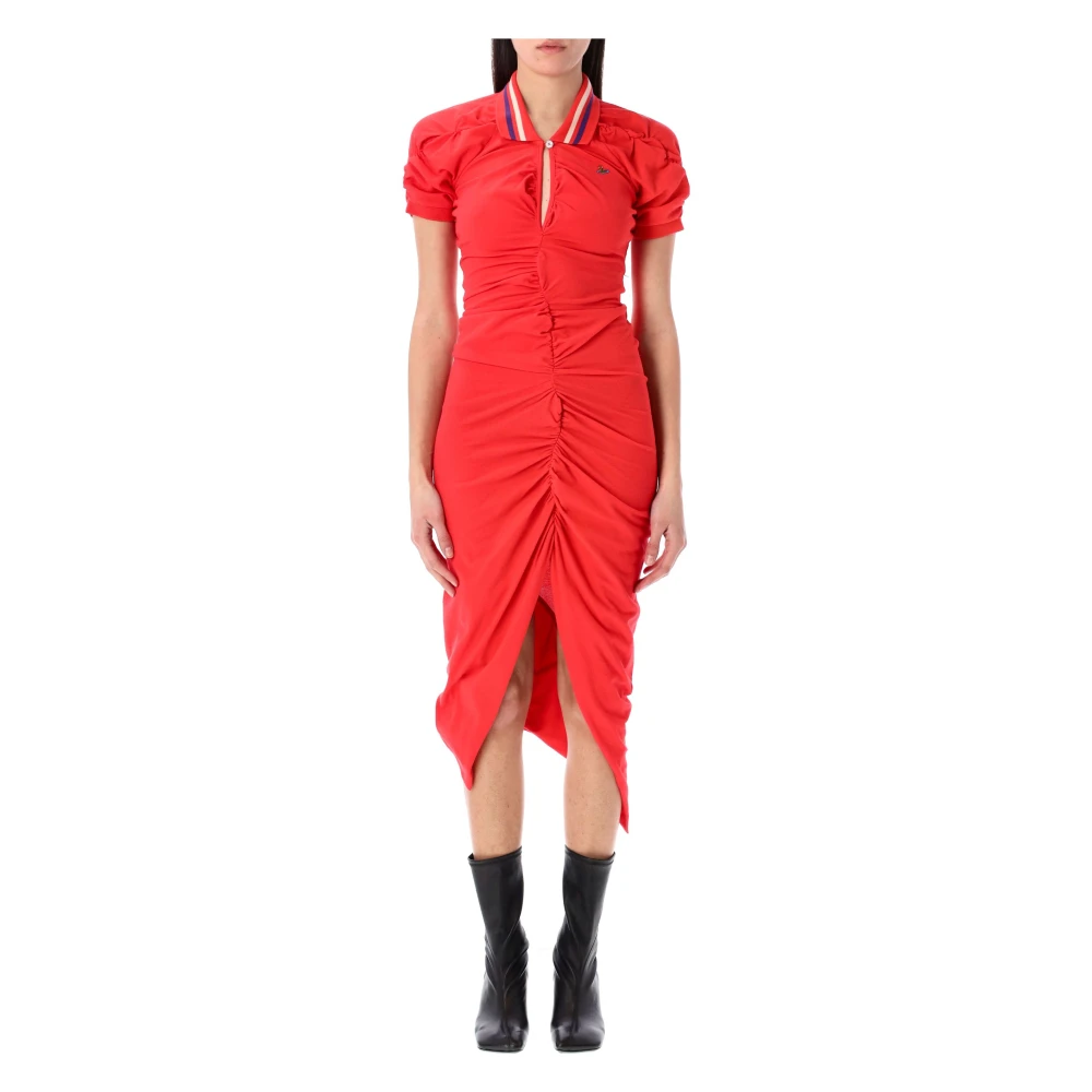 Vivienne Westwood Hibiscus Katoenen Jurk met Gestreepte Kraag Orange Dames