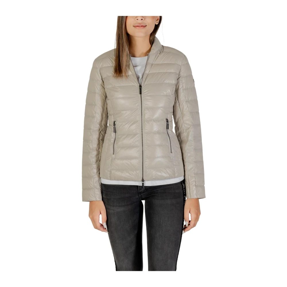 Armani Exchange Women's Beige Zip-Front Jacket With Pockets Small