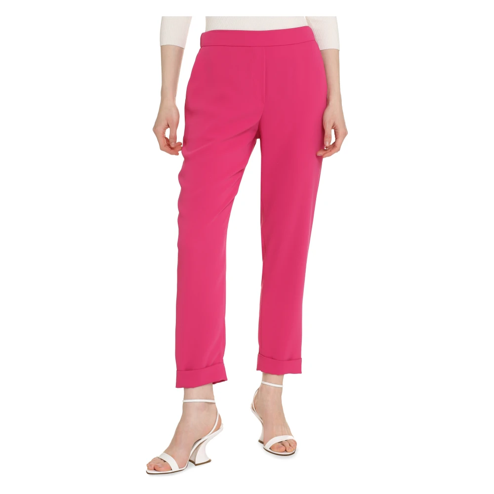 P.a.r.o.s.h. Crêpe Broek met Elastische Tailleband Pink Dames