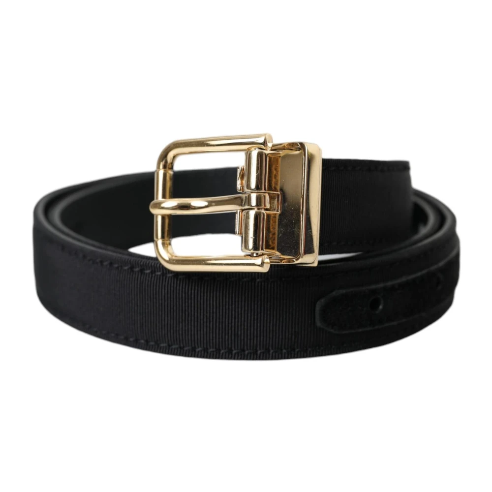 Dolce & Gabbana Men's Black Leather Belt Metal Buckle