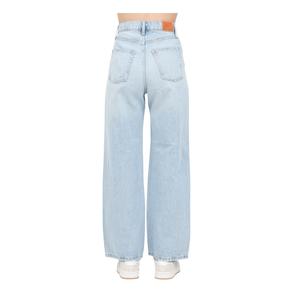Only Heldere Blauwe Wijde Pijp Denim Jeans Blue Dames