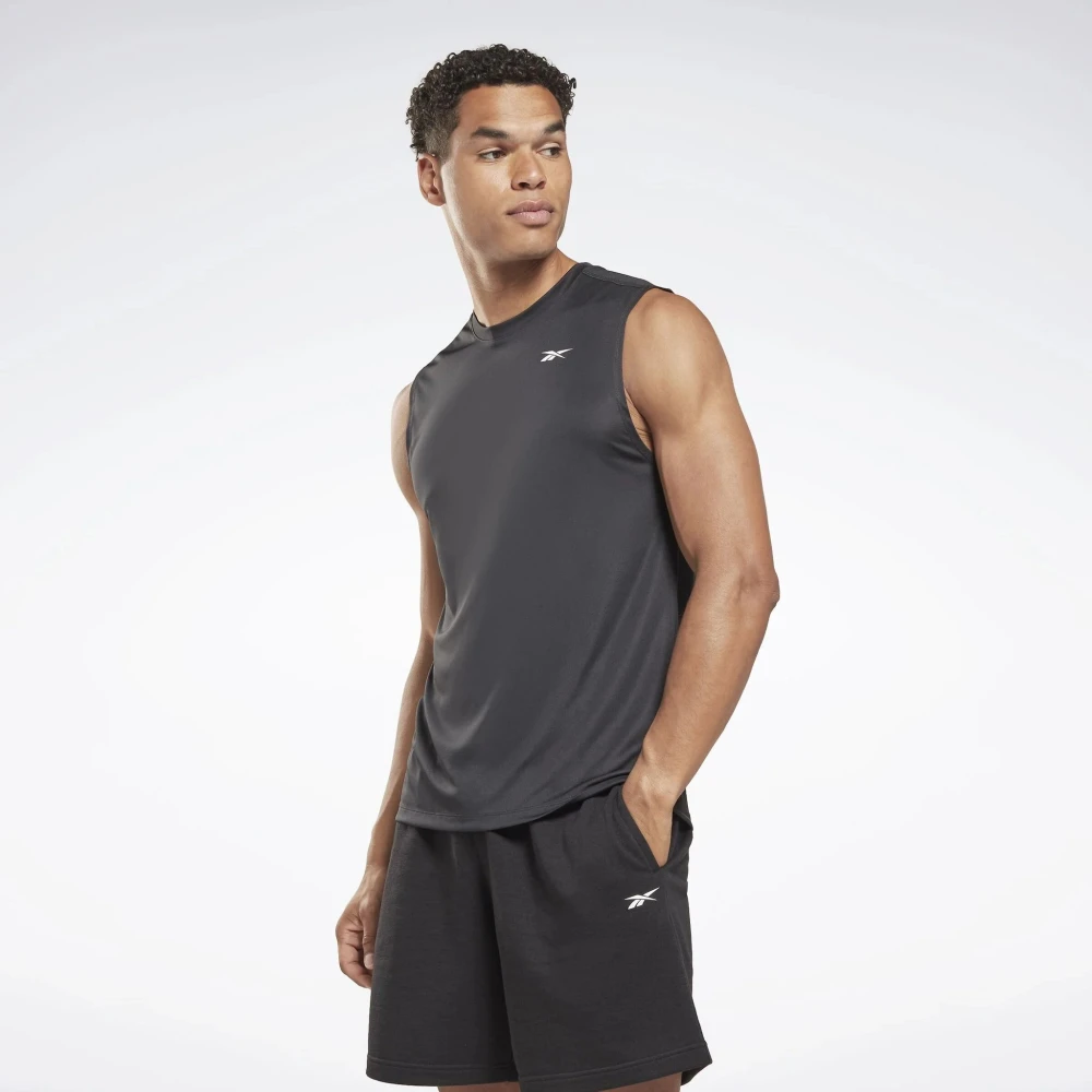 Reebok Mouwloze Technische Trainings T-shirt Black Heren