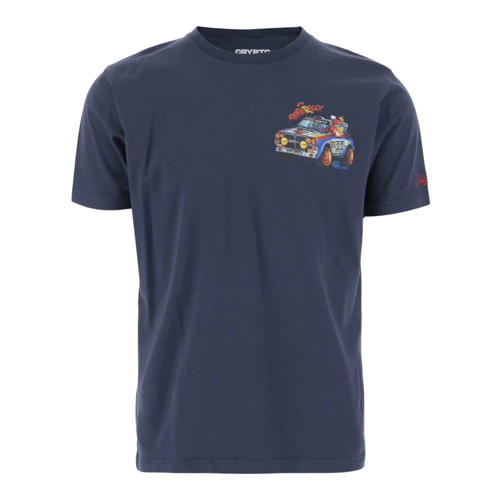 MC2 Saint Barth Crypto Paperally Katoenen T-shirt Navy Blue Heren