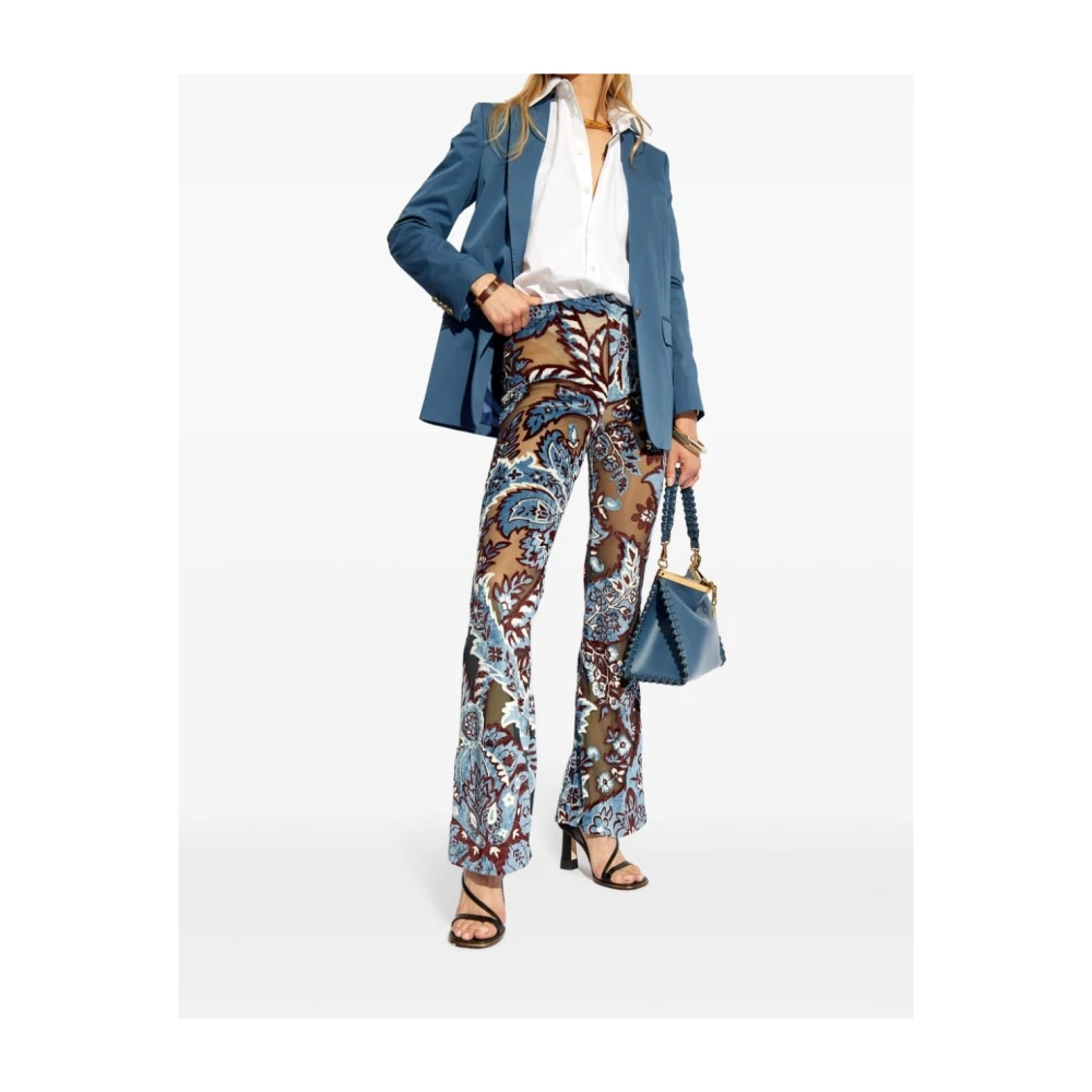 ETRO Bloemen Flare Hoge Taille Broek Multicolor Dames