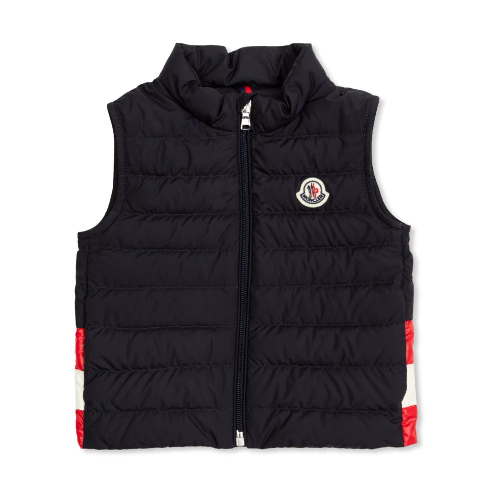 Moncler Blue Waistcoats, Unisex, 12 M, Down Vest With Stand Collar