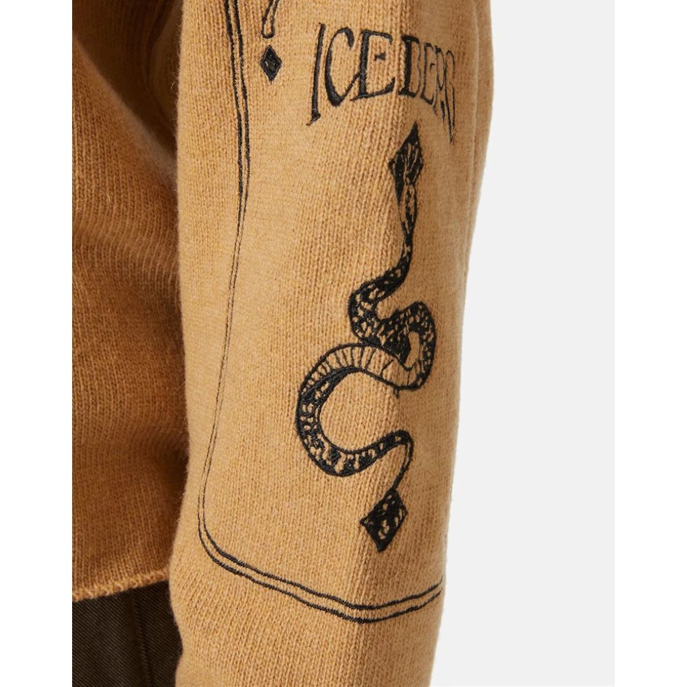 Iceberg Trui met ronde hals en geborduurd logo Brown Heren