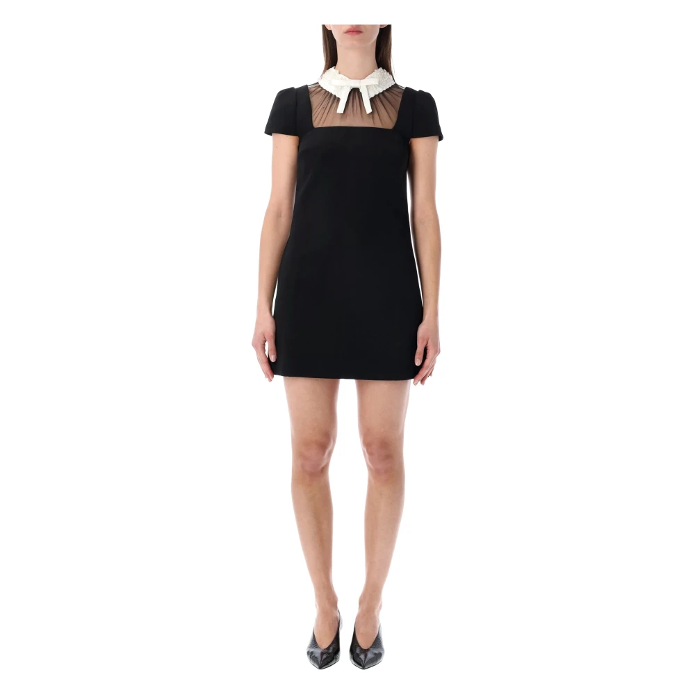 Self Portrait Women's Black Bow Collar Mini Dress