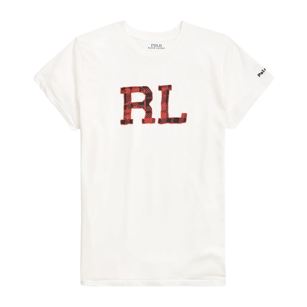 Ralph Lauren Wit t-shirt met logo Straight Fit White Dames