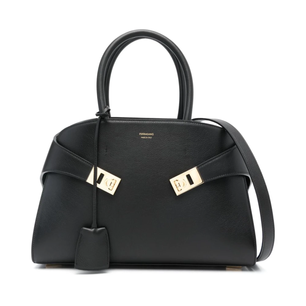 Ferragamo Women's Black Grained Leather Tote Bag