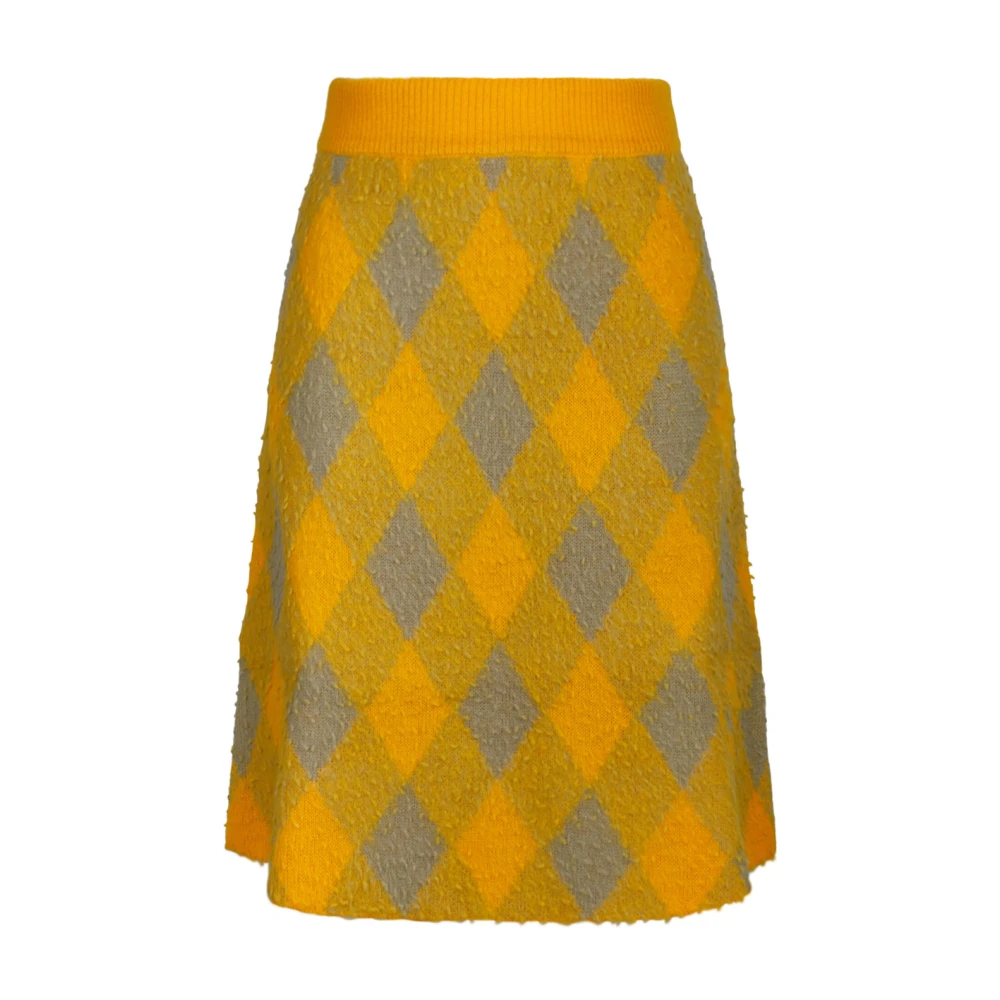 Burberry Women's Multicolor Midi Skirts, M, Check Plaid Wool Skirt