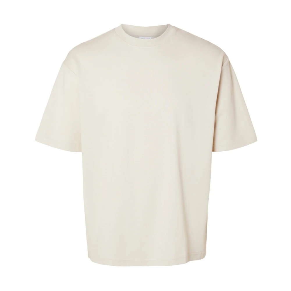 Selected Homme Losse Oscar Tee in Havermeel Beige Heren