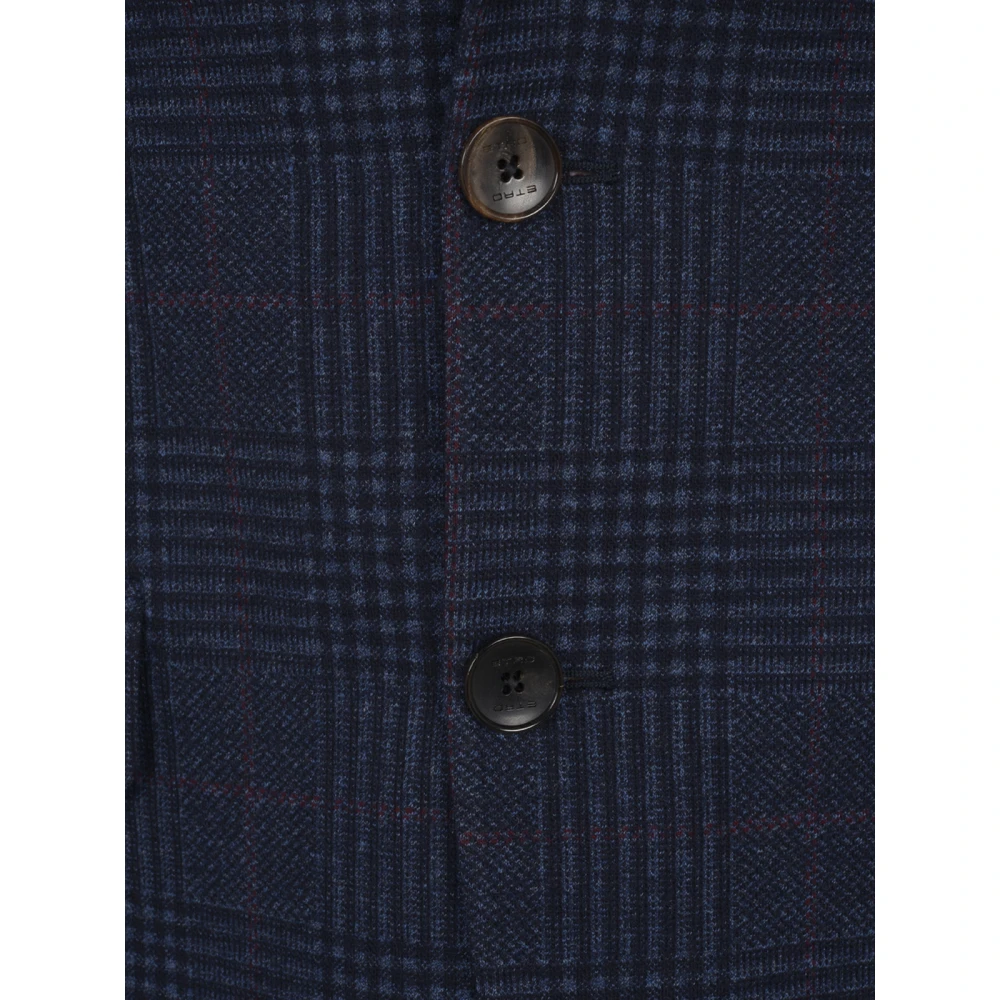 ETRO Blauwe Jersey Jas Roma Stijl Blue Heren