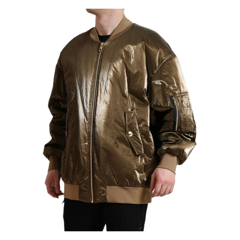Dolce & Gabbana Elegante Bronzen Bomberjack Brown Heren