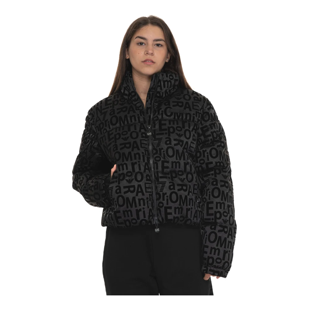 Emporio Armani EA7 Gewatteerde Logo Bomberjack met Rits Black Dames