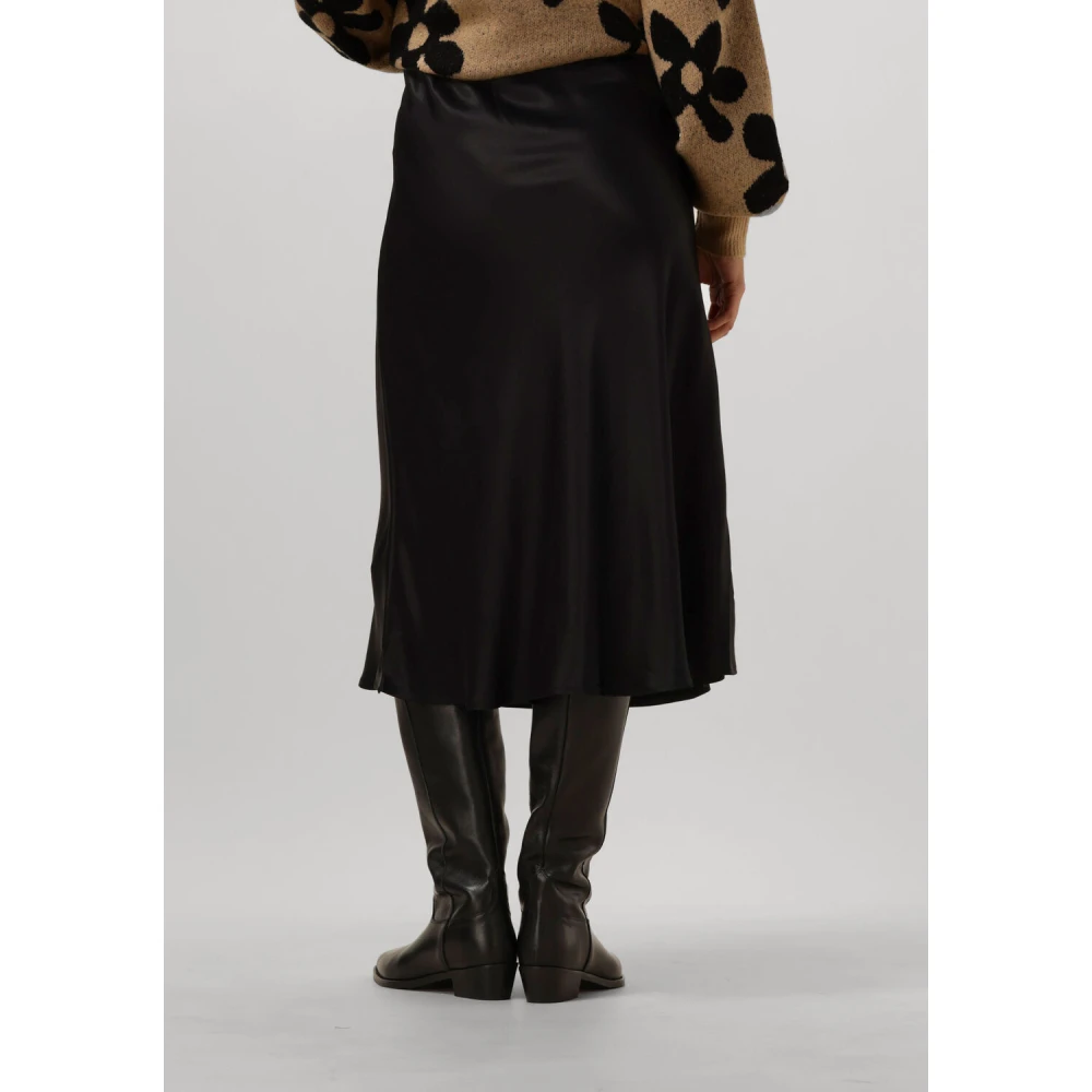 Pom Amsterdam Satin Zwarte Midi Rok Black Dames
