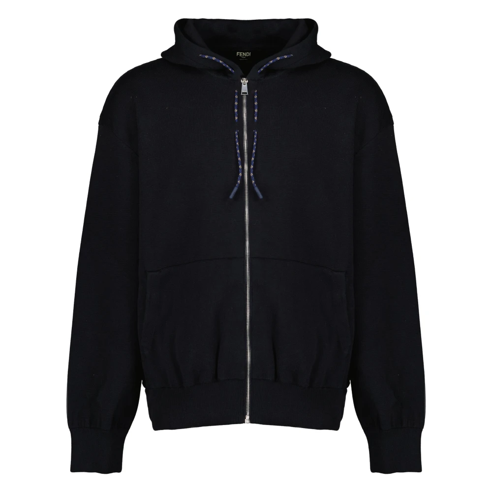 Fendi Men's Blue Zip-Throughs, Xl, Zip Hoodie