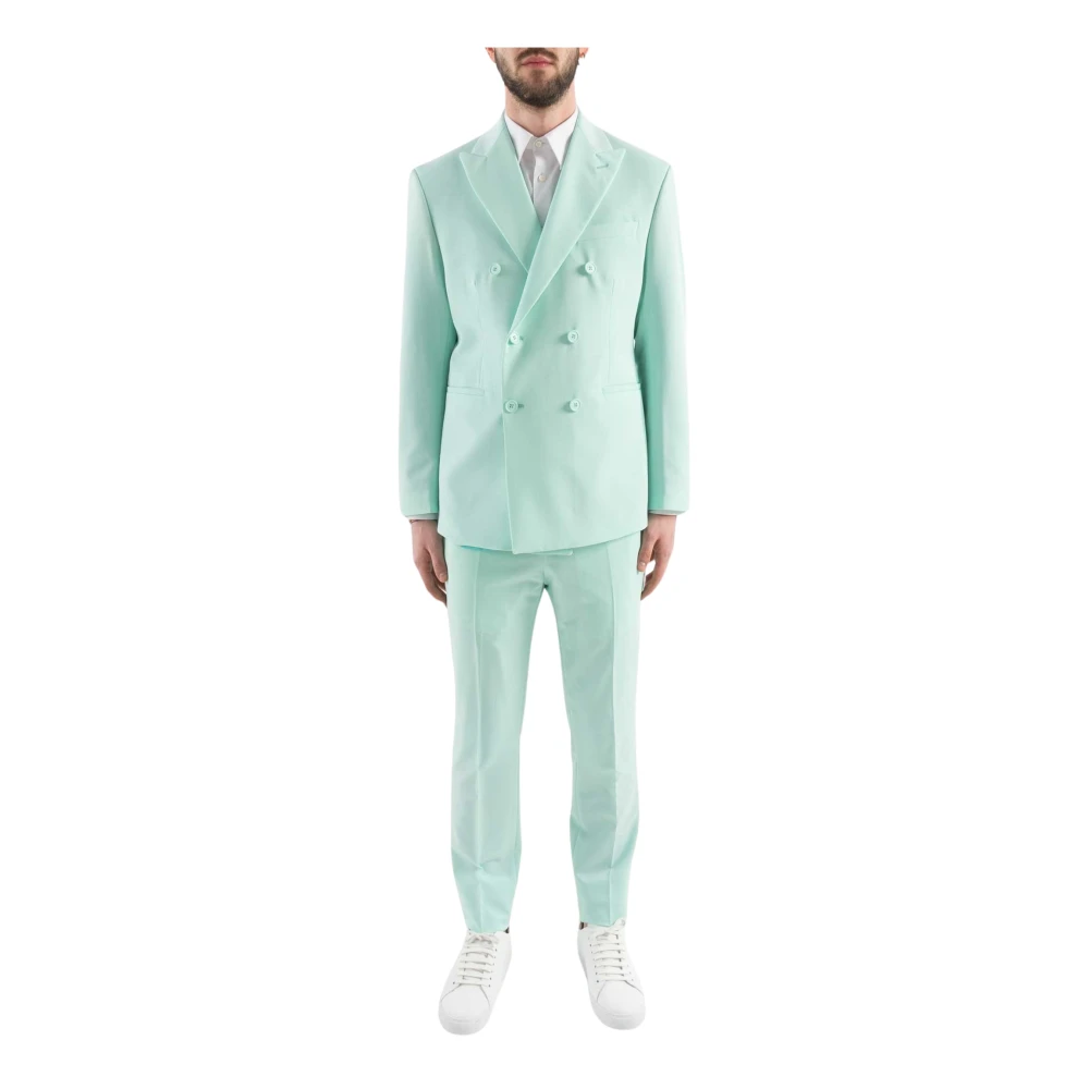 Corsinelabedoli Men's Green Double Breasted Suits, S, Double-Breasted Suit Abito