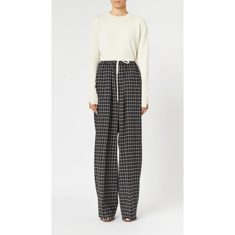 Plan C Oversized Wool Trousers Black Dames