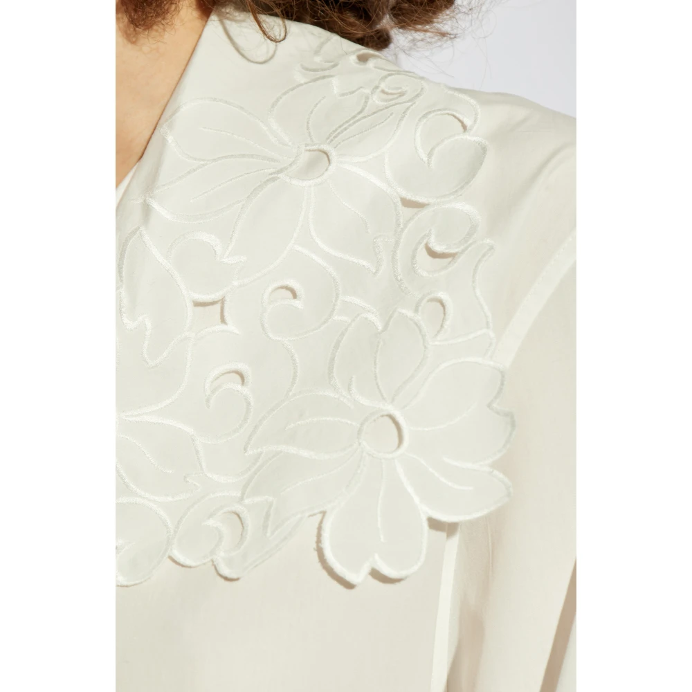 Chloé Katoenen shirt met kanten afwerking White Dames