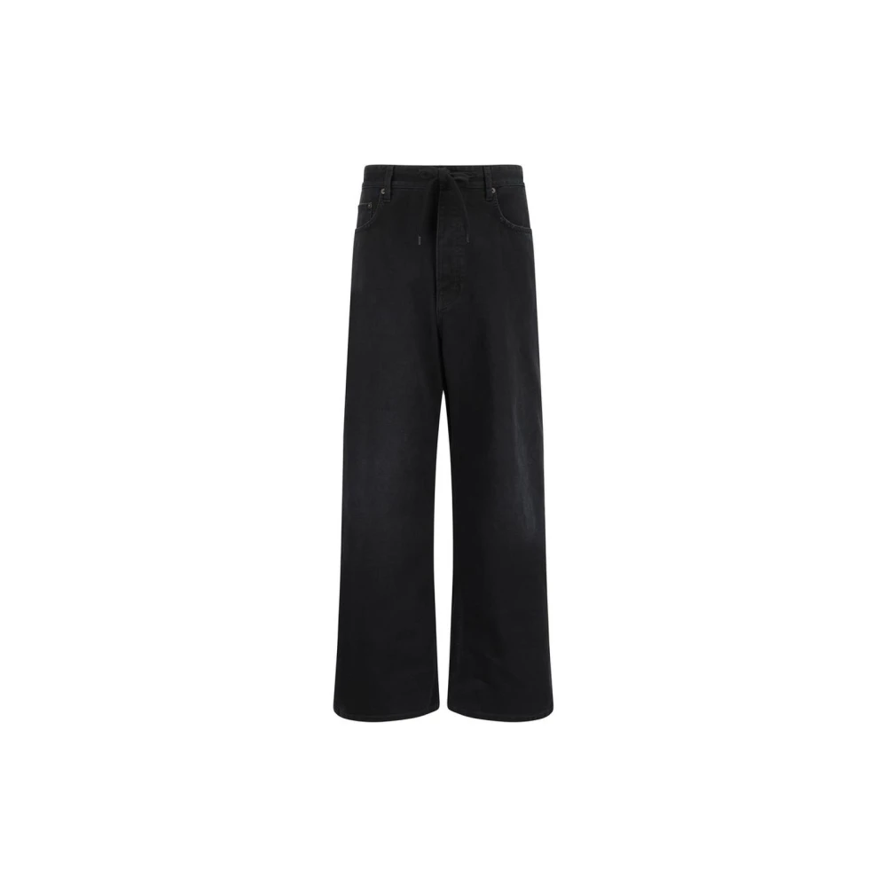 Balenciaga Wide Leg Denim Jeans Black Heren