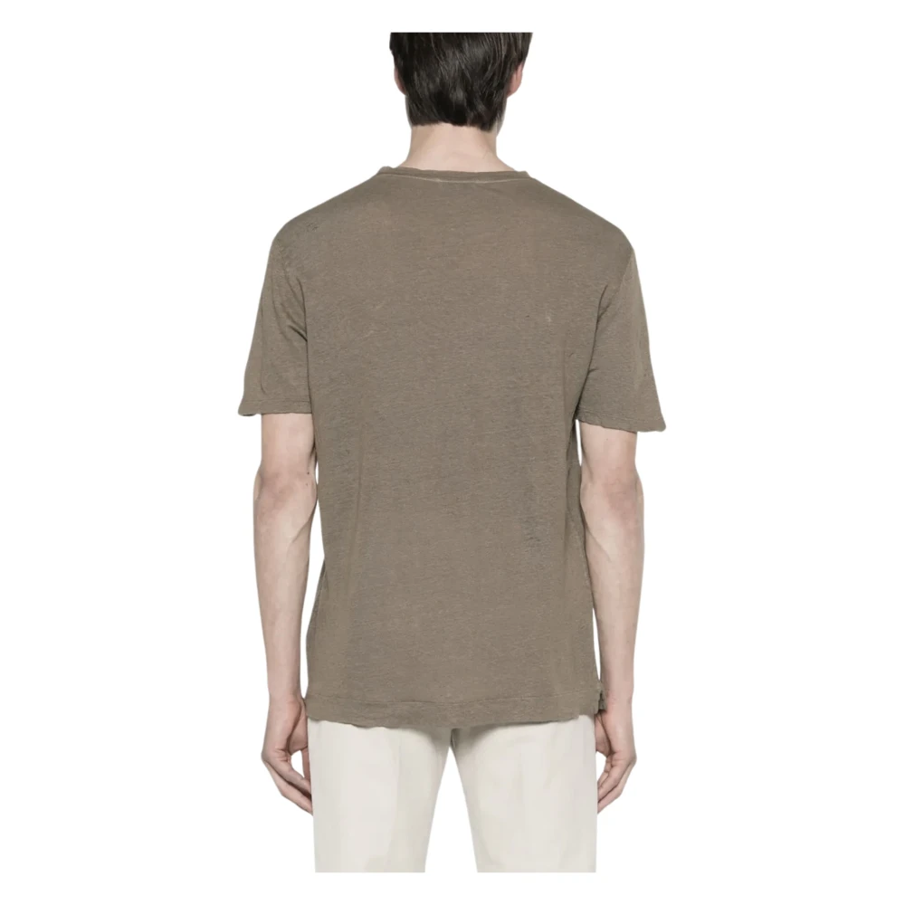 Malo Duif Grijs Linnen Reliëf T-shirt Gray Heren