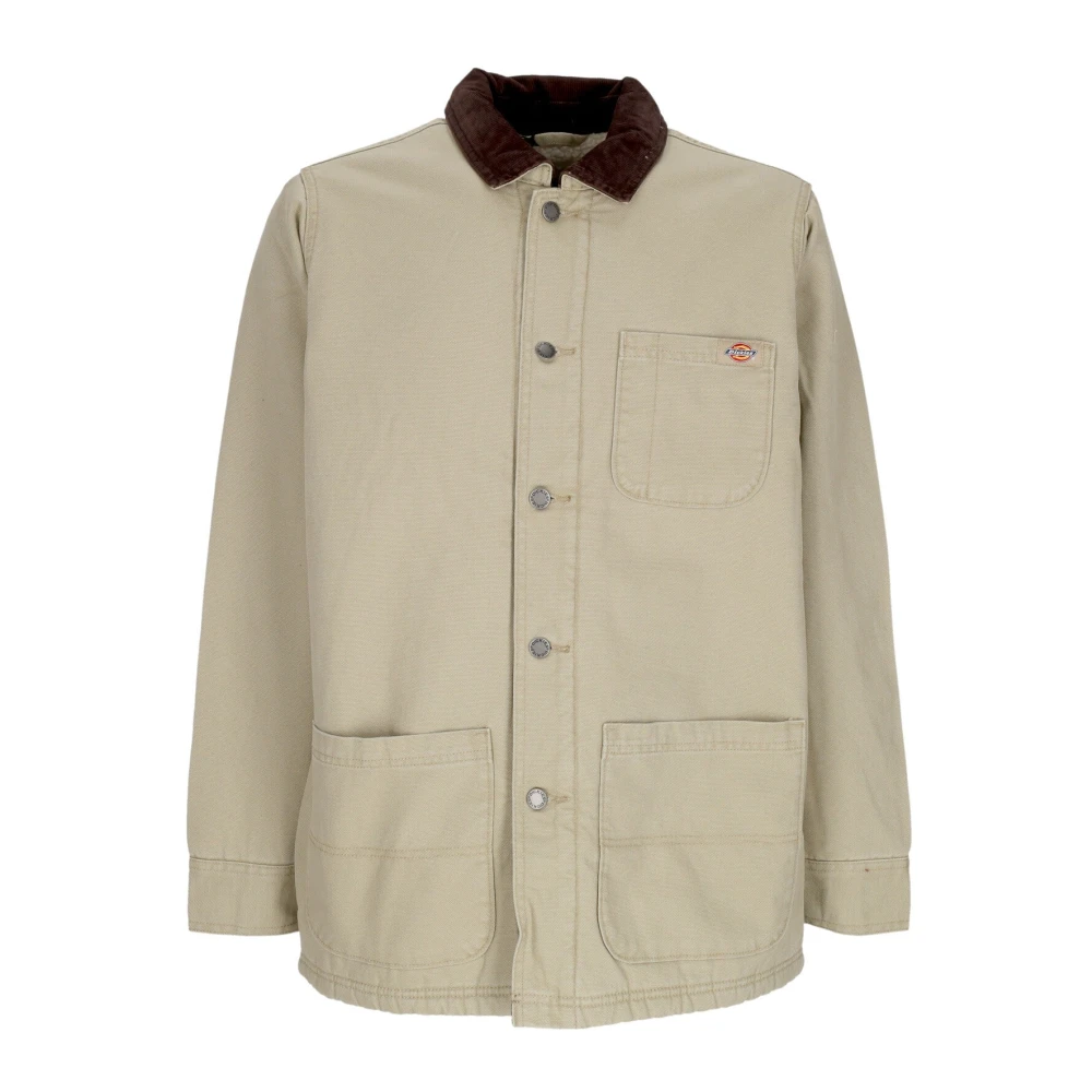 Dickies Men's Beige Light Jackets, Xl, Canvas Workwear Chore Coat Stone Washed