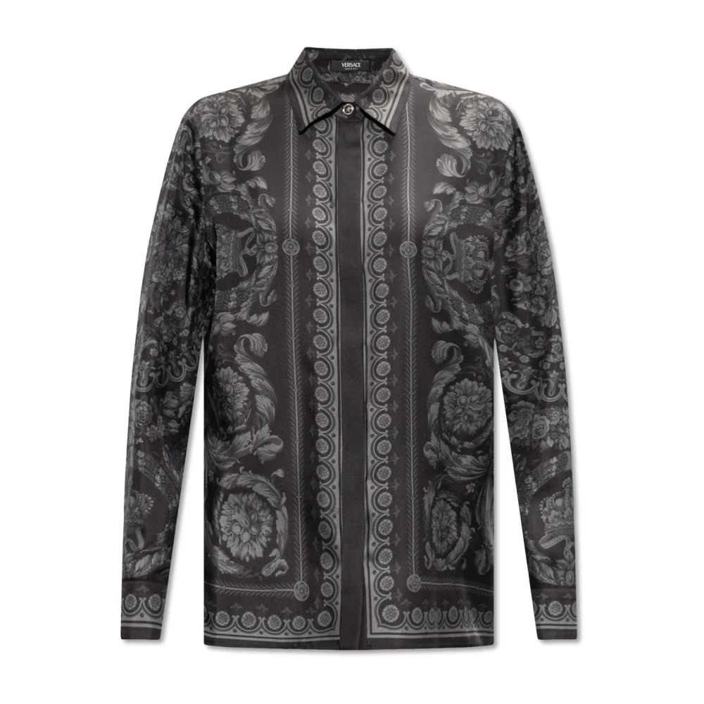Versace Barocco Zijden Overhemd met Medusa-details Gray Dames