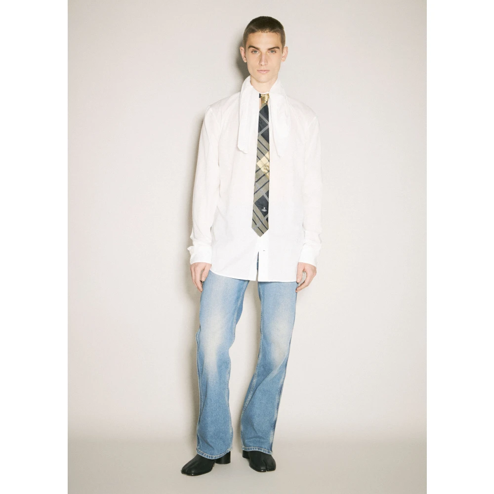 Vivienne Westwood Katoenen Shirt met Zelfstrik Strik Kraag White Heren