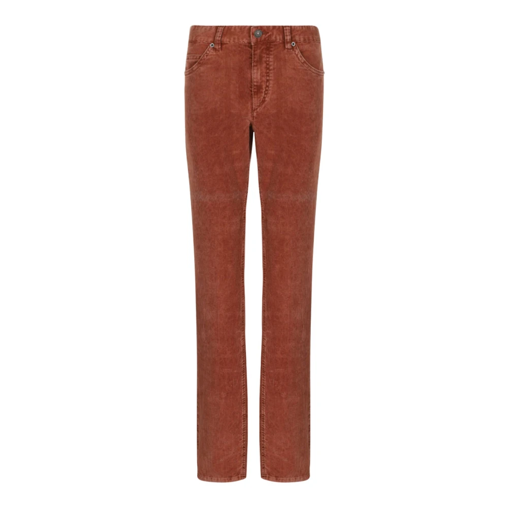 Isabel Marant Women's Orange Straight Trousers, 2XS, Logo Patch Corduroy Trousers