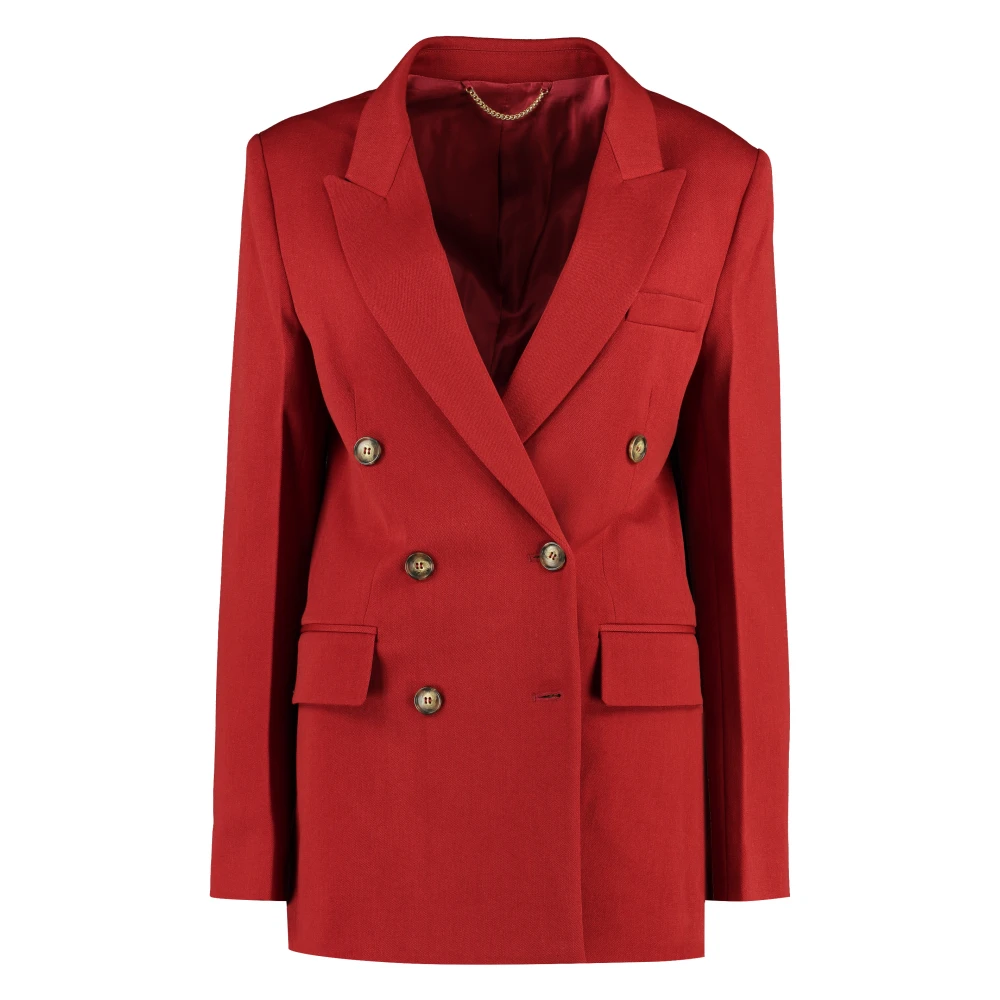 Victoria Beckham Dubbelrijige Wollen Blazer Red Dames