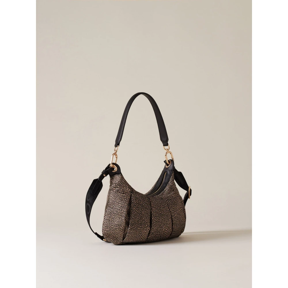 Borbonese Natuurlijk Zwarte Hobo Tas Black Dames