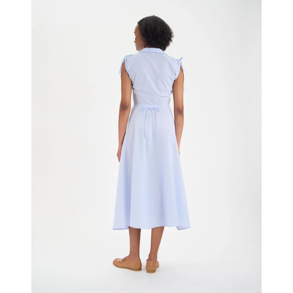 Ines De La Fressange Paris Violine slim-fit jurk in lichtblauw katoen Blue Dames