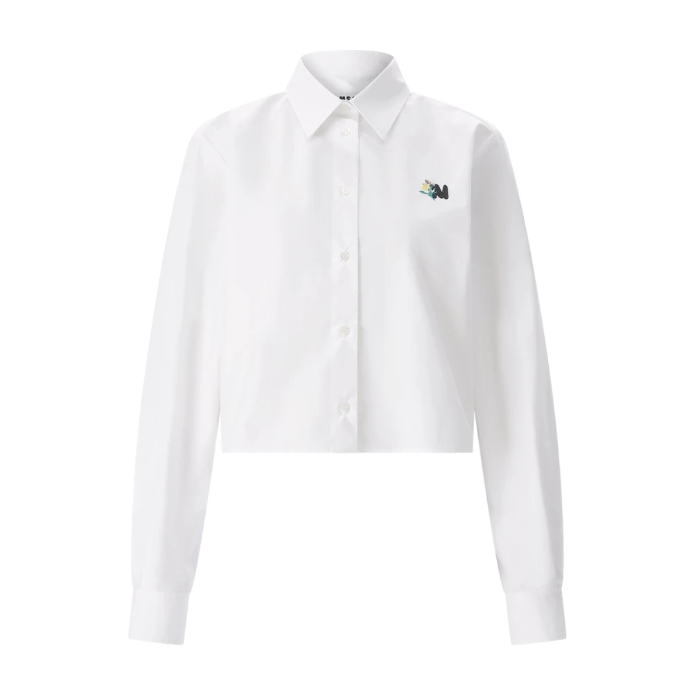 Msgm Women's White Cotton Blouse - Shirts - S - Blouses & Shirts