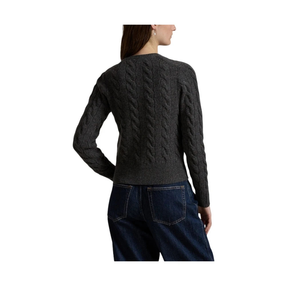 Ralph Lauren Grijze Wol Cashmere Cardigan Sweater Gray Dames