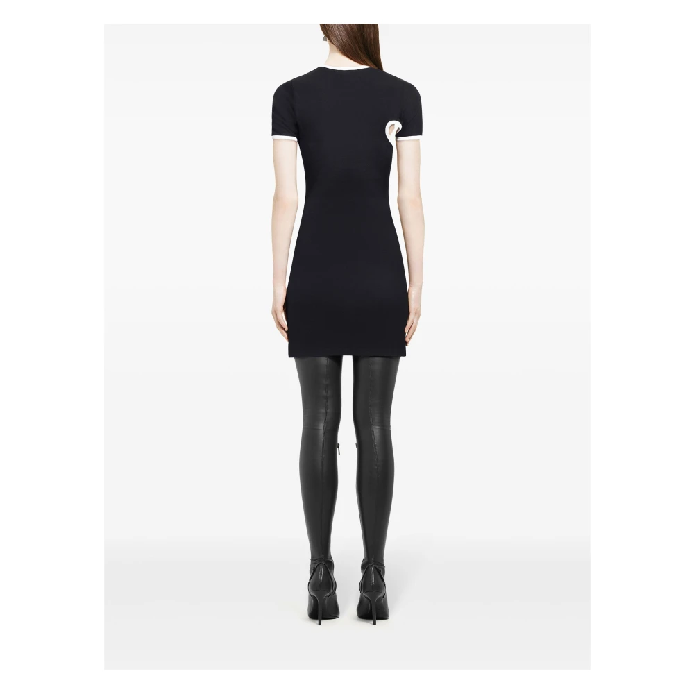 Courrèges Zwart Slash Contrast Katoenen Jurk Black Dames