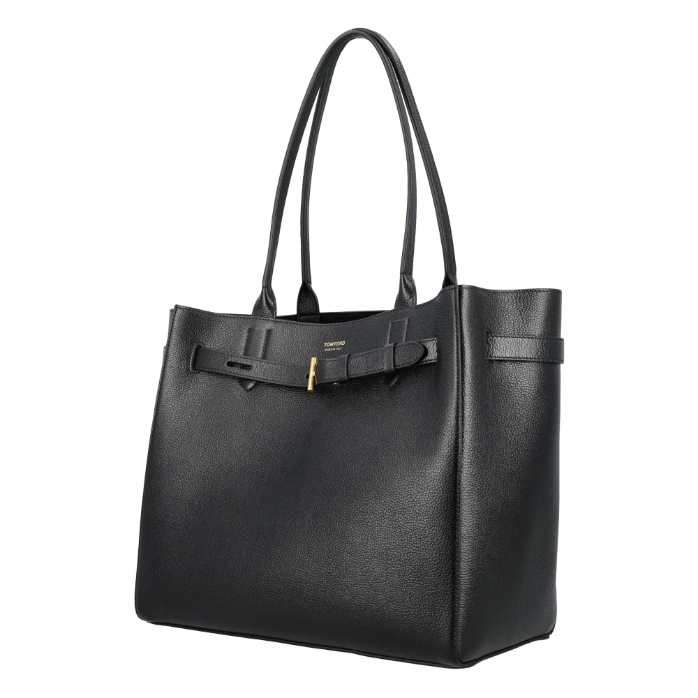 Tom Ford Zwarte leren tote tas Black Dames