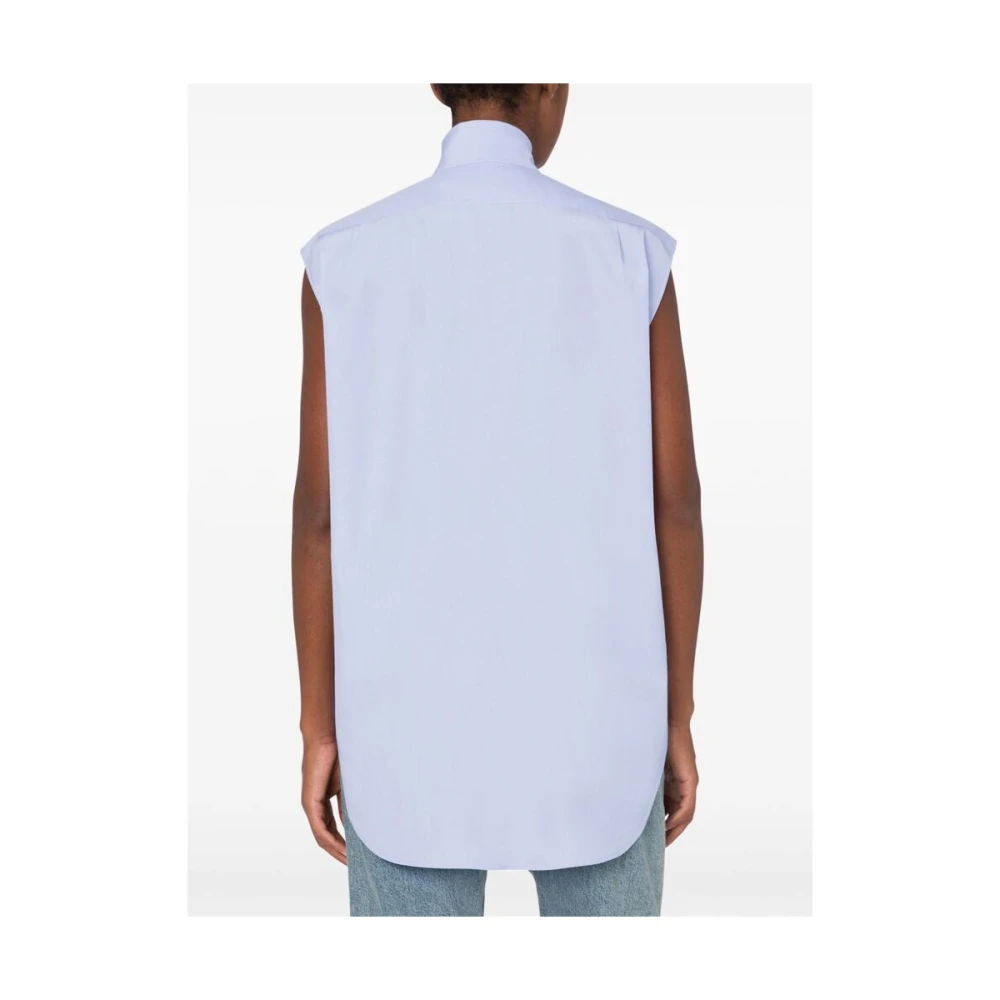 Moschino Lichtblauwe Stropdas Hals Mouwloze Shirt Blue Dames