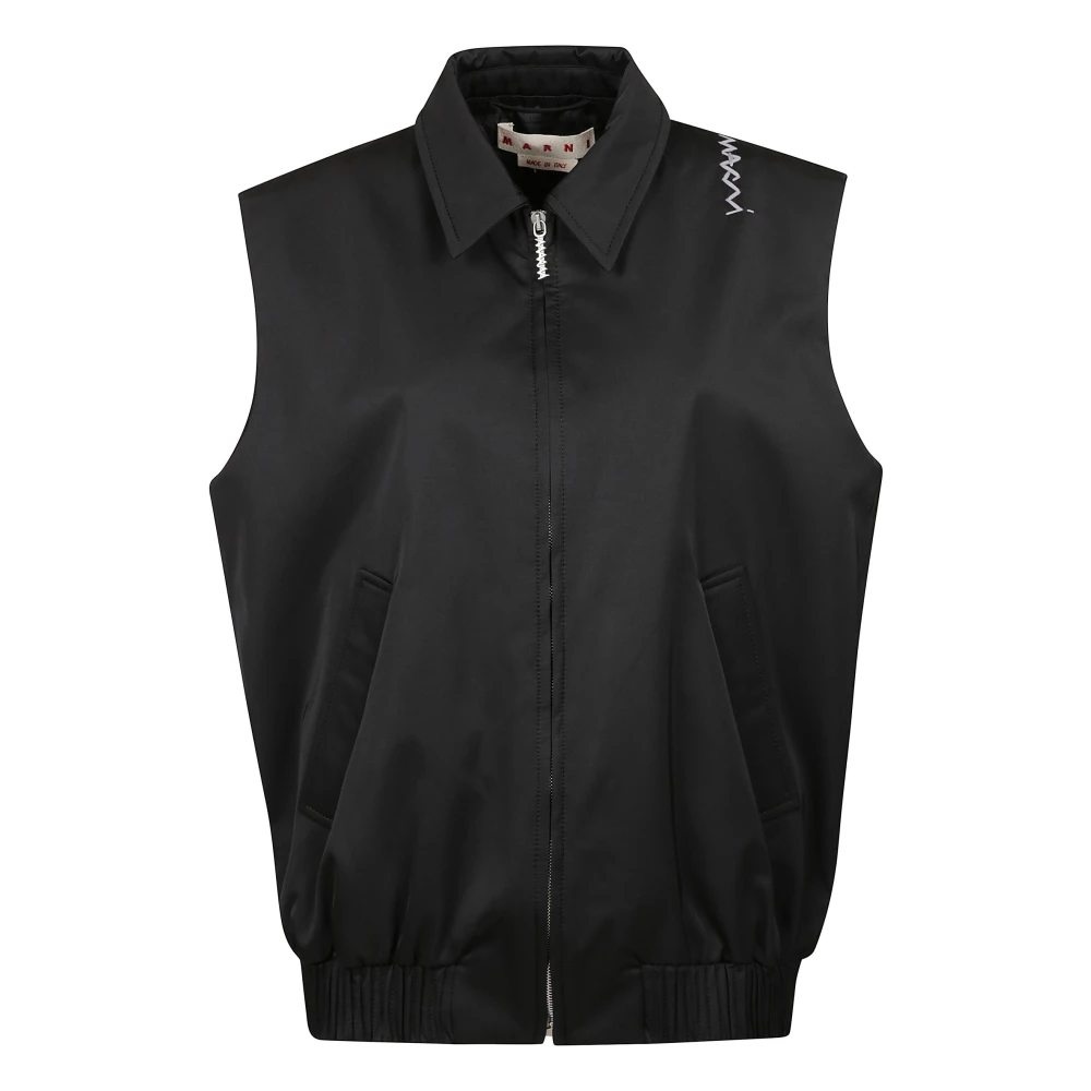 Marni Zwarte Katoenen Vest met Rits en Zakken Black Dames