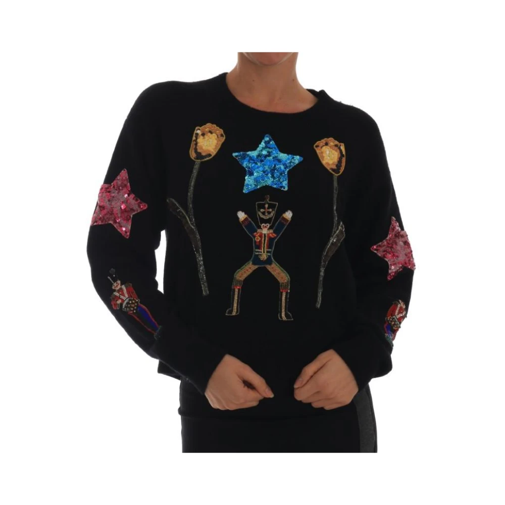 Dolce & Gabbana Donna Nero Maglione Di Lusso Con Cristalli