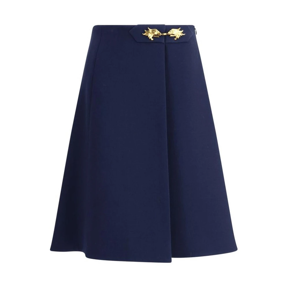 Valentino Wijdvallende Midi Rok met Gouden Detail Blue Dames