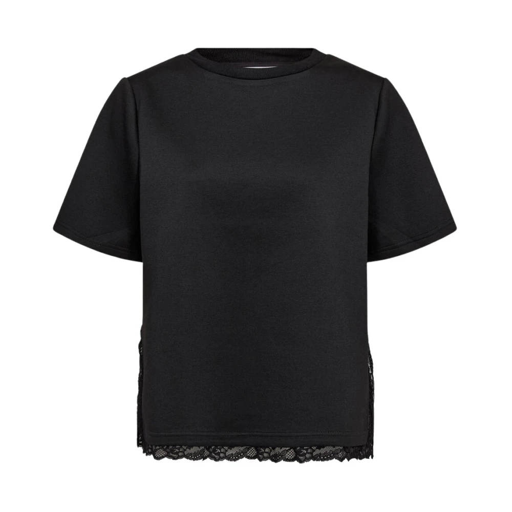 Co'couture Women's Black T-Shirts, L, Evicc Lace Tee
