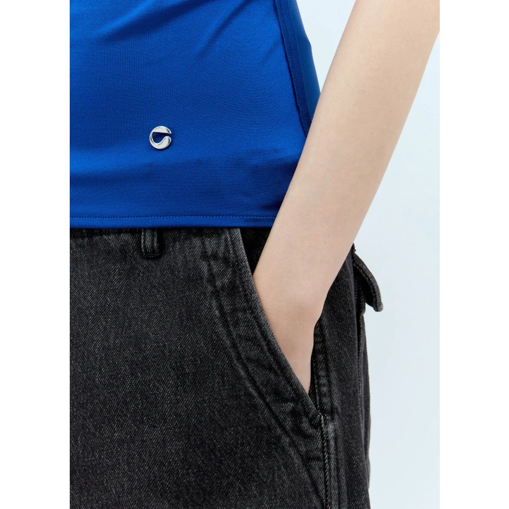 Coperni Draped Jersey Top Blue Dames